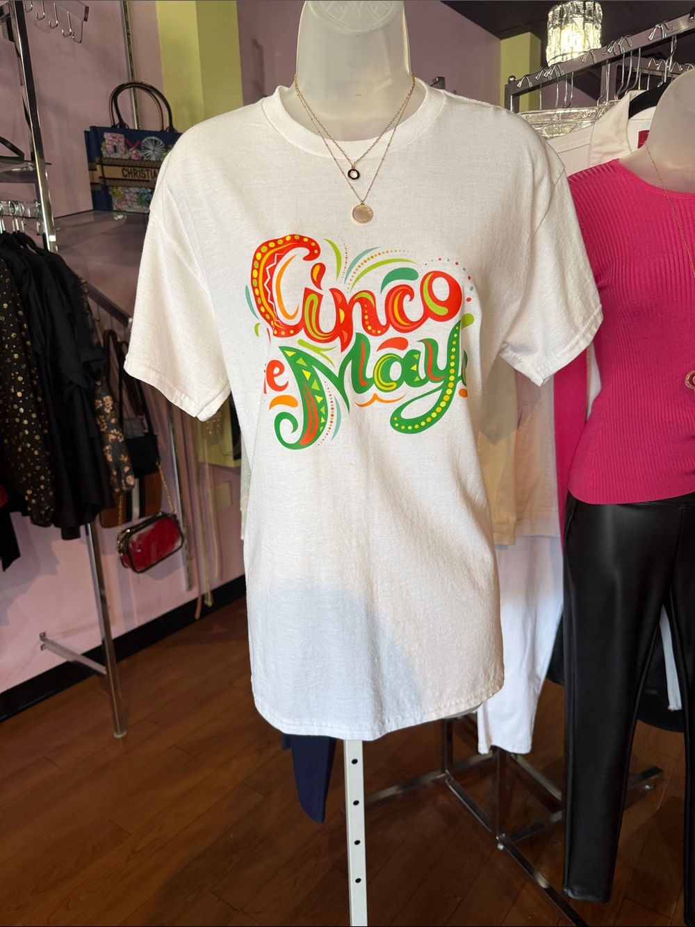 Cinco de Mayo Graphic Tee - White with Red & Green Print